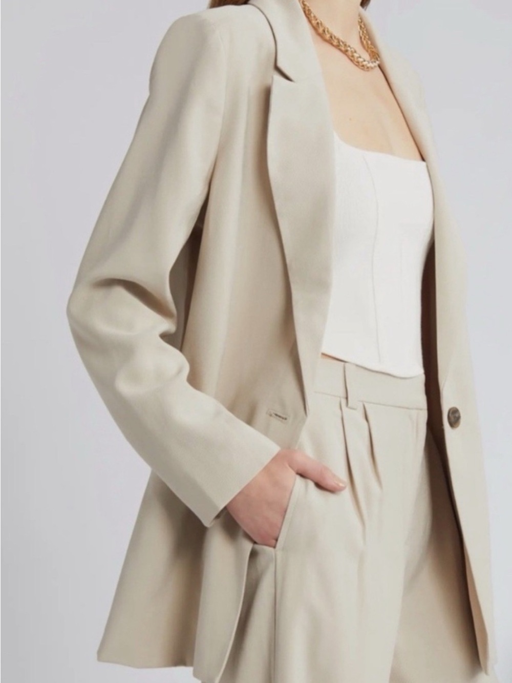 Women’s Cream Single-Button Tailored Blazer